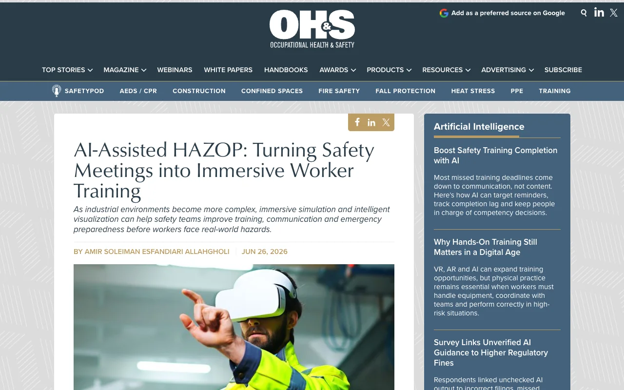 The article page on ohsonline.com